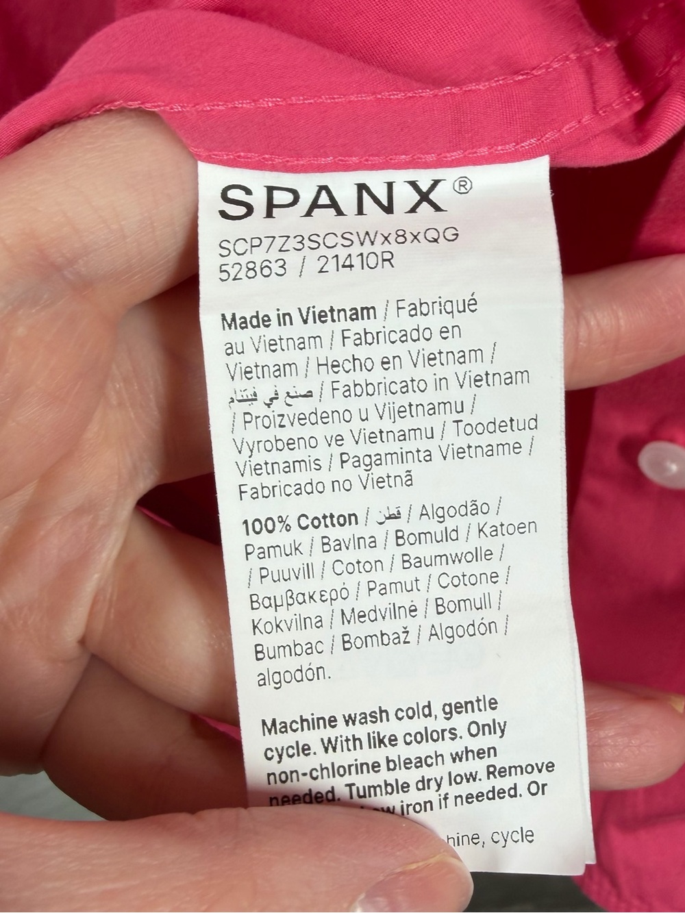 Spanx Pink Cotton Button Down Long Sleeve Top - Picture 3 of 4